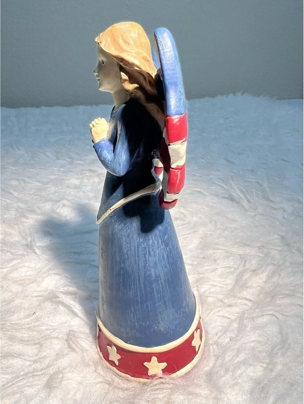 Patriotic Angel in Flag Dress & Wings Figurine